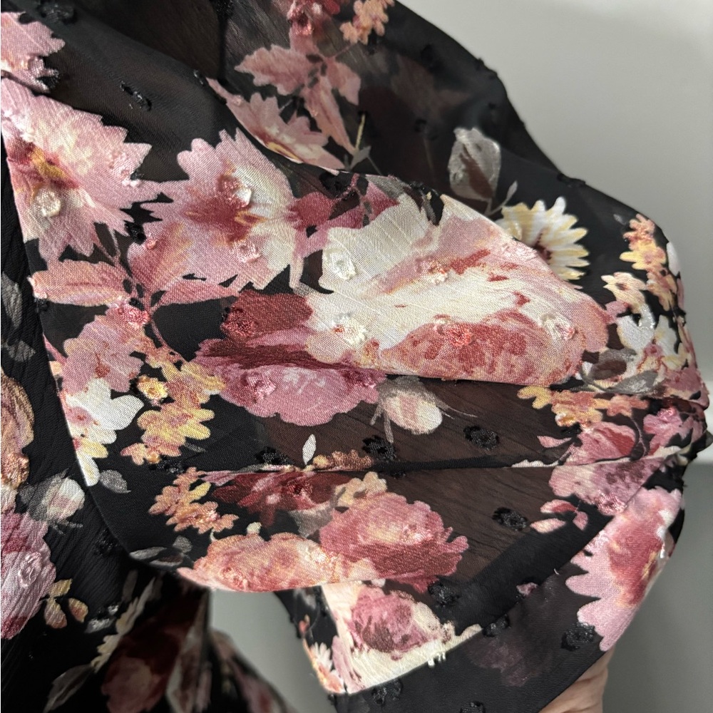 Connected Apparel Black Floral Midi Dress - Picture 8 of 9